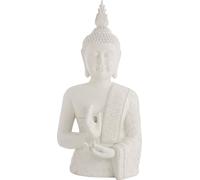Manahee Design | Statue Bouddha Zen Poly Blanc | Blanc | H 124 cm x L 62 cm x l 42 cm