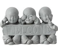 Manahee Design | Statue Moine en Céramique Grise | 27 cm x 41,5 cm x 17 cm