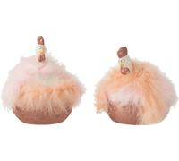 Manahee Design | Statue poule en céramique/terre cuite blanc/rose | Rose | 22 cm x 17 cm x 17 cm