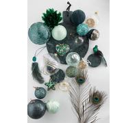 Manahee Design | Suspension Cœur/Étoile Sequins Vert Bleu Doré Assortiment de 2 | 3,5x9x9 cm