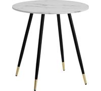Manahee Design | Table à manger blanc effet marbre | Métal noir & or | 75x75x76 cm