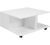 Manahee Design | Table basse 70x70 cm blanche | 2 tiroirs & roulettes | Table salon moderne