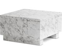 Manahee Design | Table basse MONOBLOC | MDF folié blanc brillant effet marbre | 60x60x35 cm