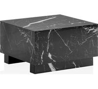 Manahee Design | Table basse MONOBLOC | MDF folié noir brillant effet marbre | 60x60x35 cm