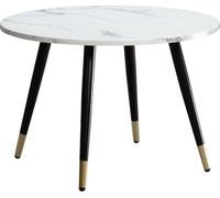 Manahee Design | Table basse ronde 60x60x41 cm | Blanc effet marbre | Structure métal noir et or