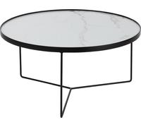 Manahee Design | Table basse ronde Métal / fer forgé noir / blanc marbre | 80 x 80 x 40 cm
