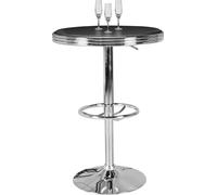 Manahee Design | Table de bar ronde American Diner Ø 60 cm aluminium cuir synthétique noir | Hauteur réglable 68-92 cm | Pieds en aluminium chromé