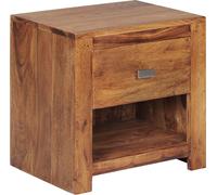Manahee Design | Table de nuit MUMBAI bois massif Sheesham brun | 40 x 40 x 30 cm | 1 tiroir et 1 niche, style campagne