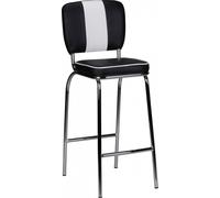 Manahee Design | Tabouret de bar American Diner rétro noir blanc | simili cuir et coton | 110x40x38 cm