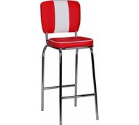 Manahee Design | Tabouret de bar American Diner rétro rouge blanc | simili cuir et coton | 110x40x38 cm