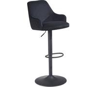 Manahee Design | Tabouret de bar en velours noir | Métal trompette | Hauteur réglable 86-106 cm