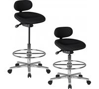 Manahee Design | Tabouret de travail LOUISIANA | Tissu noir | Hauteur 83 - 114 cm