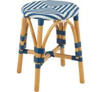 Manahee Design | Tabouret en rotin bleu et blanc | 44,5 cm x 33 cm x 33 cm | 2,4 kg