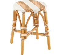 Manahee Design | Tabouret en Rotin Naturel Beige/Blanc Small | 44,5x33x33 cm