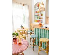 Manahee Design | Tabouret en rotin vert foncé | 65 cm x 38 cm x 38 cm