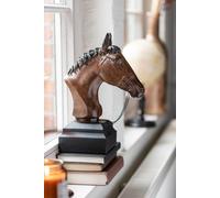 Manahee Design | Tête de cheval en polyresine | Marron | 35,5 x 24 x 14,5 cm