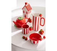 Manahee Design | Théière et plateau Fraise en dolomite rouge | Céramique | 15,5 cm x 21,5 cm x 14 cm