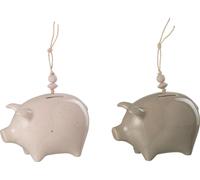 Manahee Design | Tirelire Cochon en Céramique Gris/Rose 18x11x14,5 cm | Lot de 2 Petits