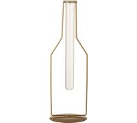Manahee Design | Vase 1 Tube Métal/Verre Doré | Doré | 33 cm x 10,5 cm x 10,5 cm