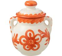 Manahee Design | Vase Céramique Blanc/Orange | 16 x 16 x 21 cm | Résistant