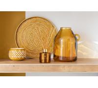 Manahee Design | Vase cylindrique en verre jaune ocre | 25 cm x 18 cm x 18 cm