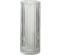 Manahee Design | Vase Cylindrique Transparent en Verre avec Lignes | 20x7.5x7.5 cm