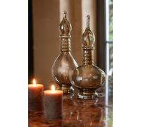Manahee Design | Vase en verre beige avec bouchon déco | 40 x 13.5 x 13.5 cm