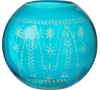 Manahee Design | Vase Rond en Verre Bleu | Hauteur 26 cm | Largeur 27 cm | Longueur 27 cm
