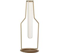 Manahee Design | Vase Tube Métal/Verre Doré | Or | 26 x 10 x 10 cm