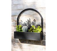 Manahee Design | Wanddeco/Bloempot Cactus métal noir | 39,5 cm x 38 cm x 7,5 cm