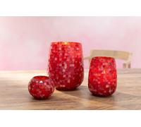 Manahee Design | Windlight mosaïque triangle en verre Rose / Rouge Medium | Verre | 16x12,5x12,5 cm