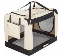 Manahee Pawni | Cage de transport en nylon beige | 60 x 42 x 42 cm | Structure tubulaire poudrée
