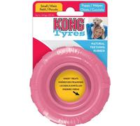 Manahee Pawni | Jouet KONG Puppy Tires en caoutchouc durable avec ouverture pour friandises | Noir | Taille Medium
