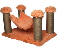 Manahee Pawni | Krabpaal 100% sisal naturel | Fluffy polyester pêche | 59x39x34 cm