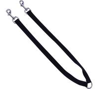 Manahee Pawni | Laisse double en nylon noir | 15 mm largeur | 33 cm longueur