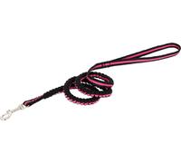 Manahee Pawni | Laisse en nylon avec absorption de chocs Noir/Fuchsia 90-150 cm | Durable et extensible