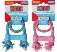 Manahee Pawni | Os à mâcher Kong Puppy Goodie Bone en caoutchouc naturel avec corde | Durable | Pour chiots