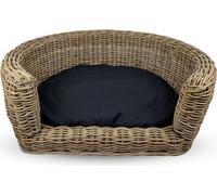Manahee Pawni | Panier pour animaux en rotin Topmast Palermo noir | Coussin inclus | 68 x 57 x 33 cm