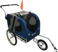 Manahee Pawni | Remorque vélo chien Topmast Easy Flow | Bleu | L 68 x l 44 x H 50 cm