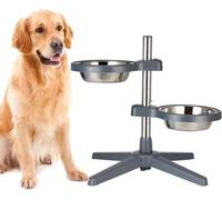Manahee Pawni | Support alimentaire réglable Topmast | 2 bols inox 21 cm | Ajustable jusqu'à 46,5 cm