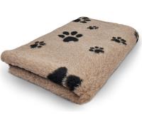 Manahee Pawni | Tapis pour chien Vet Bed | Polyester brun clair à motifs pattes noires | 150 x 100 cm | Antidérapant