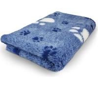 Manahee Pawni | Vet Bed Polyester Bleu Avec Empreinte de Patte et Latex Antidérapant 150 x 100 cm | Tapis pour Chien Imperméable
