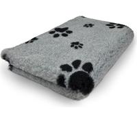 Manahee Pawni | Vet Bed Polyester Gris avec Empreinte de Patte Noire Latex Anti Slip | 100 x 75 cm