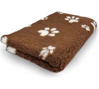 Manahee Pawni | Vet Bed Polyester Marron avec Empreinte de Patte Blanche | 75 x 50 cm | Antidérapant Latex