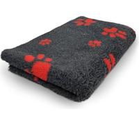 Manahee Pawni | Veterbed Polyester Anthracite avec Grandes et Petites Empreintes Rouges | Antidérapant | Rouleau 10 m x 150 cm