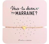 Manahia Bracelet Annonce Marraine Coeur Inoxydable - Veux-tu devenir ma marraine? - Idée Cadeau Surprise Annonce, Baptême, Naissance & Noël - Boîte Kraft Inclus