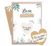 Manahia Carte à Gratter Annonce Grossesse - On va avoir un bébé - Message Universel Famille & Amis - Carte Surprise Naissance avec Enveloppe Kraft - Design Français