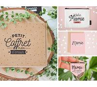 Manahia Coffret Cadeau Mamie Adorée - Kit Pochette Coton, Porte-Clés et Carte "Pour ma mamie d'amour" - Idée Annonce Grossesse & Fête des Grands-Mères - Cadeau Noël Femme - Design Français - C2
