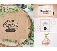 Manahia coffret demande marraine originale - Kit cadeau avec carte à gratter, pochette coton & porte-clés - Idée annonce grossesse et baptême - C2