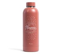 Manahia - Gourde Meilleure Nounou du Monde Entier - Bouteille Isotherme Acier Inoxydable 500ml - Idée Cadeau Fin d'Année scolaire, Noël et Merci auxilière - Avec Boîte Kraft